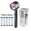 High Pressure Filter Shower Head 3 Modes One-key Stop Water Massage Clean Powerful Pressurized Shower Nozzle