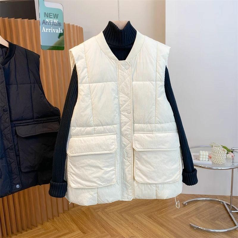 Autumn and Winter Solid Color Niche Casual Loose Vest Women's Fashion All-match Sleeveless Stand-up Collar Waistcoat Waistcoat