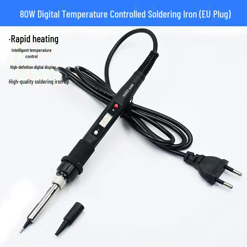 Adjustable Temperature 60W/80W/120W Electric Soldering Iron with Digital Display - Inner-Heated EU Standard Repair Kit.