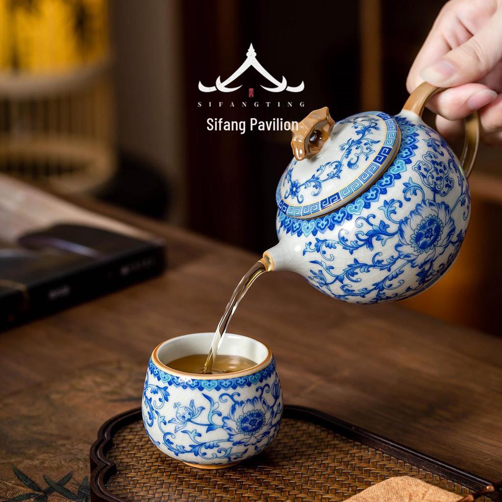 Jun Ware Blue and White Teapot: Chinese High-End Large Size for Brewing Tea Kung Fu Style 2026