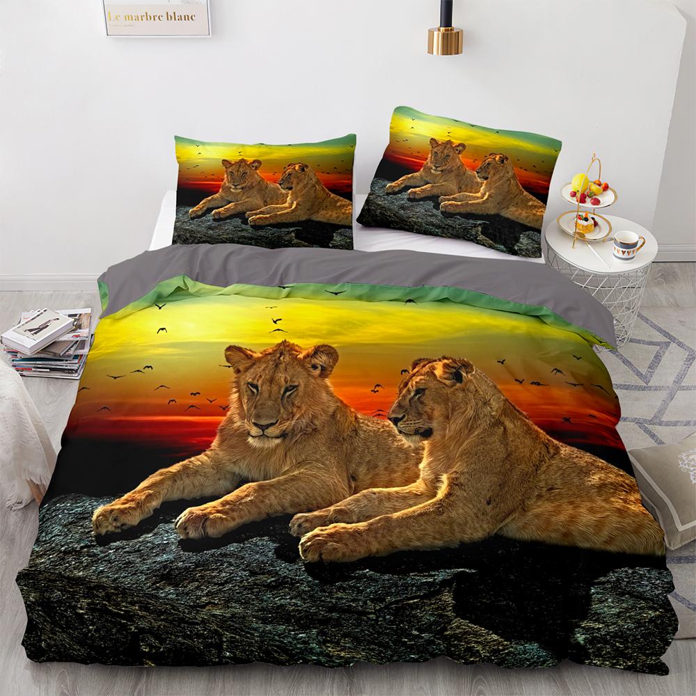 Beast Lion Bedding Set Single Twin Full Queen King Size Animal Bed Set Aldult Kid Bedroom Duvetcover Sets 3D Print 030