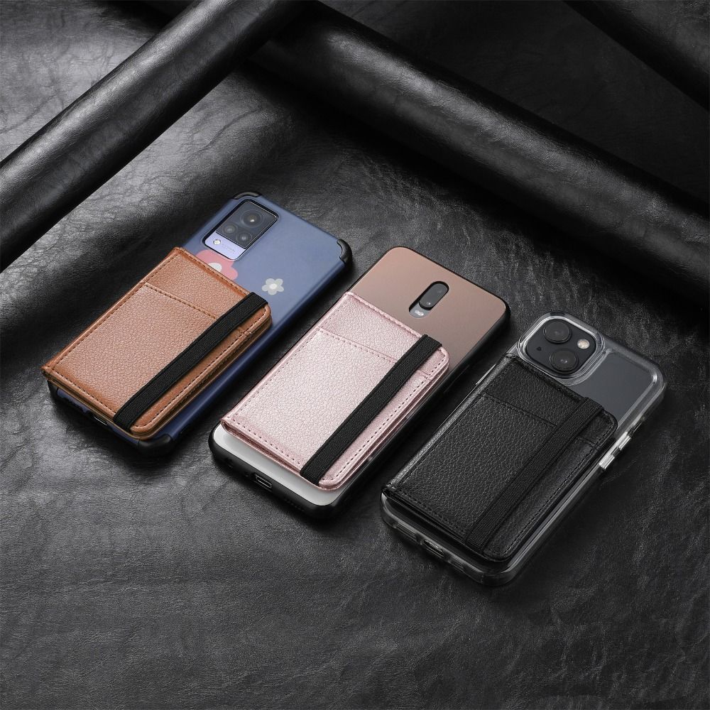 Leather Protective Sleeve Bracket Adhesive Back Sticker Phone Card Slot Mobile Phone Card Bag