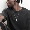 Stylish 26 Letter Necklace for Men Boys, Waterproof Stainless Steel Square Pendant Necklace, Alphabet Initial Collars, Gifts