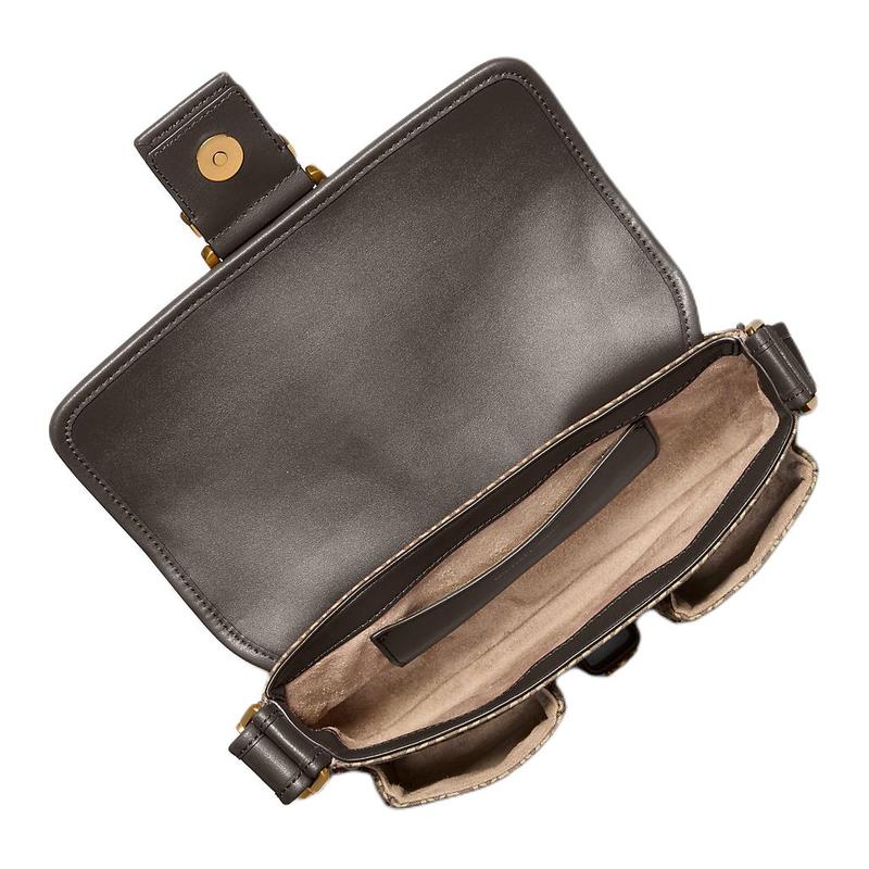 MICHAEL KORS Colby two-color new logo print design polyester hand shoulder bag medium size women's brown