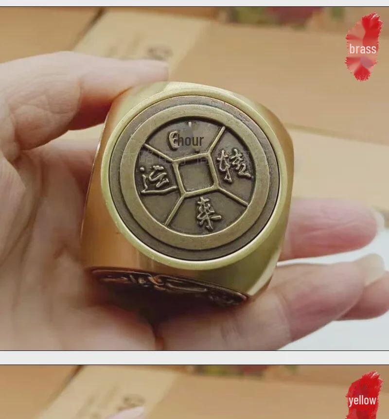 Brass Rotating Hexagonal Magic Cube: Creative Copper Craft for Wealth and Stress Relief.