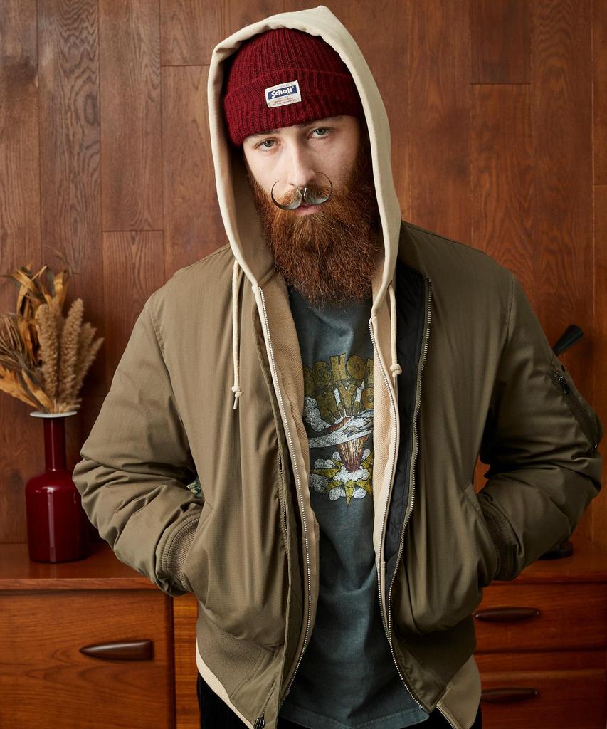 Schott X NANGA HINOK MA-1 Men's Size M, Size 180, Khaki, 782-4253005