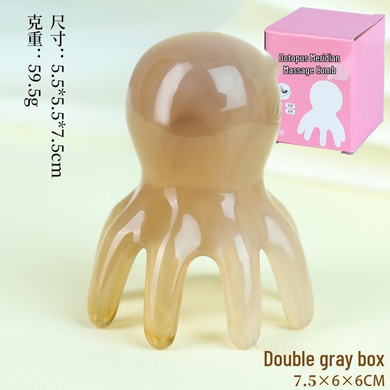 Pink Octopus Portable Scalp Massager Comb with Wide-Tooth Gua Sha Design