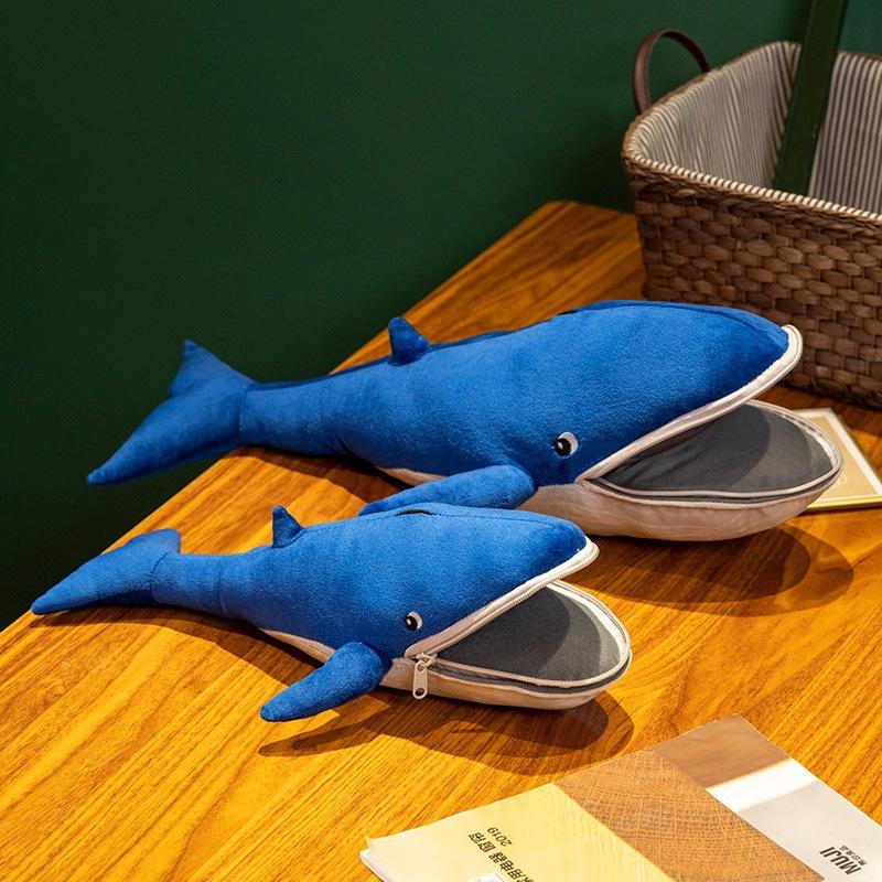 Creative Big Mouth Whale Pillow Plush Toy Doll Big Blue Whale Doll Girl Sleeping Soothing Muppet Doll