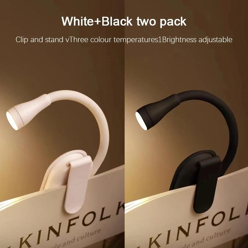 Mini LED Book Light 360° Rotatable Rechargeable Clip-On Lamp with 3 Colors Eye Protection for Bedroom Reading Travel & Study