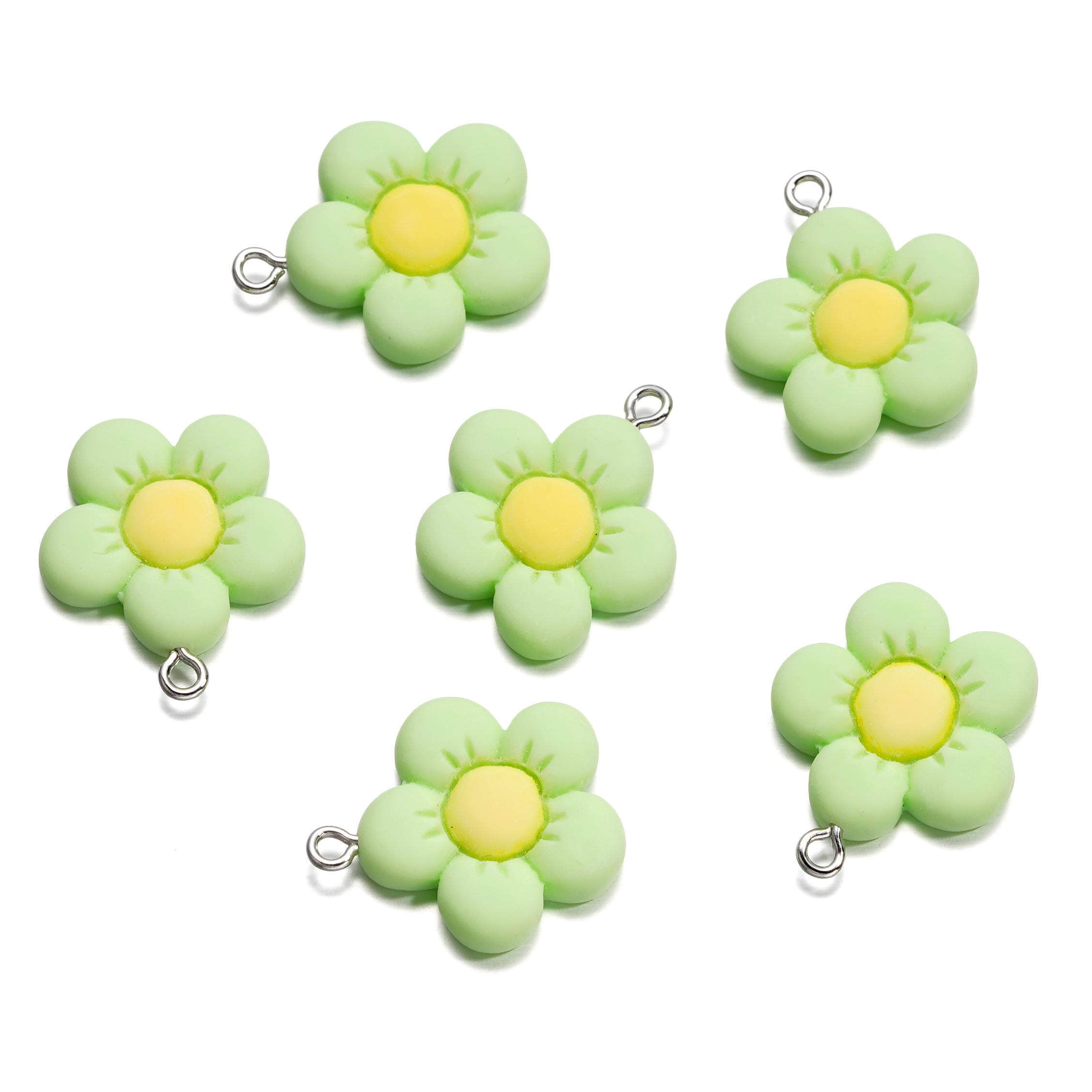 

10Pcs/Lot 21*25mm Colorful Acrylic Cute Flower Shape Loose Charm Pendants for Necklace DIY Craft Jewelry Making Accessories