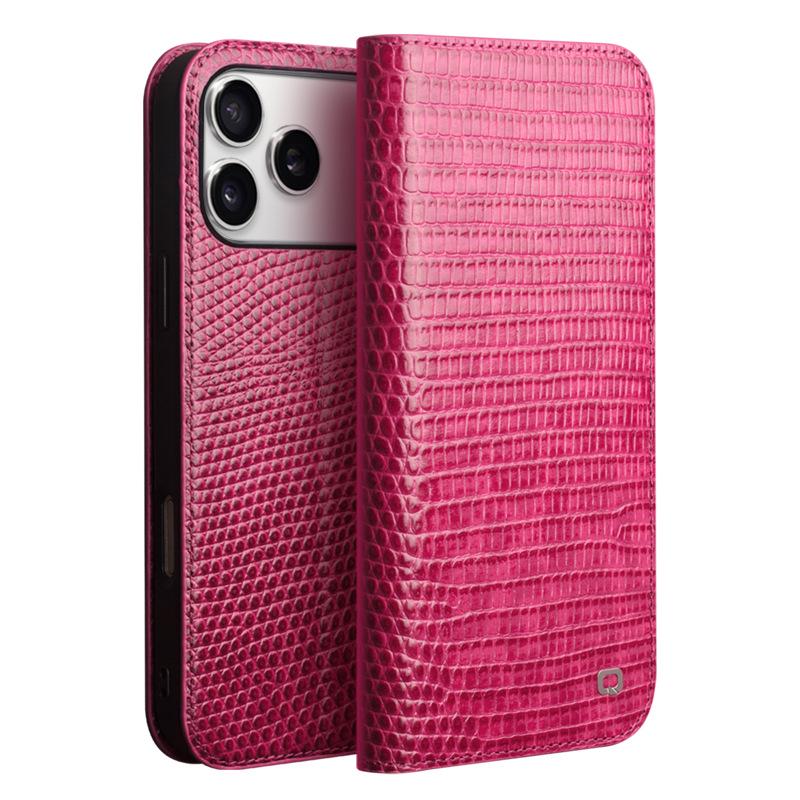 Qia Li Genuine Leather Flip Case for iPhone 17 Pro Max - Anti-Fall, Card Slot, Protective Cover