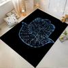 Mandala Hamsa Hand Carpet, Black and Blue Bohemian Living Room Rug Suitable for use as an anti-slip for living room bedroom sofas