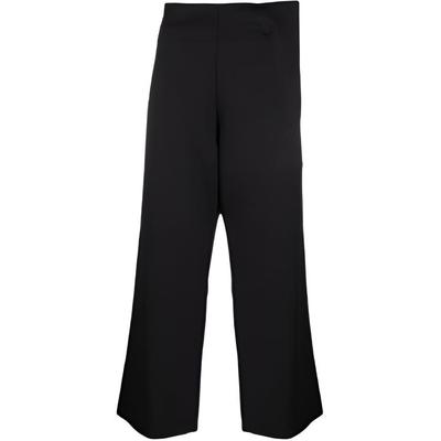Pantalon décontracté à jambe droite et taille ultra large de couleur unie pour femmes Noir HB6330