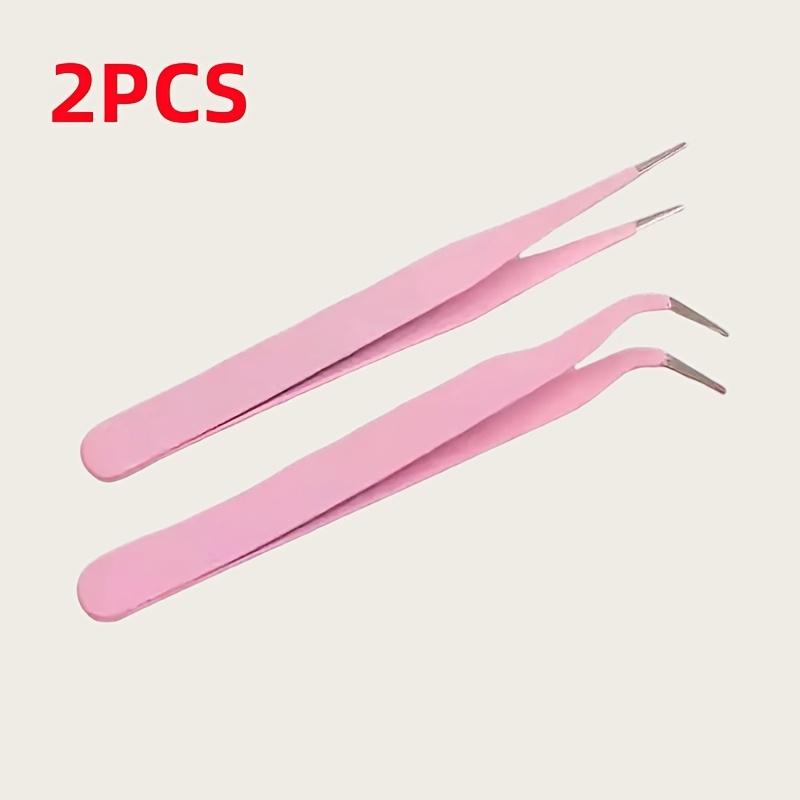 

2/6pcs Colorful Eyelash Tweezers Set, Precision Stainless Steel Lash Tweezers with Straight & Curved Tips, Professional Tool 2pcs белый