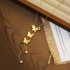 Stainless Steel Jewelry Multi-layer 3D butterfly Necklace, 18K Gold-plated Long Sweater Chain, Anti-oxidation butterfly Necklace