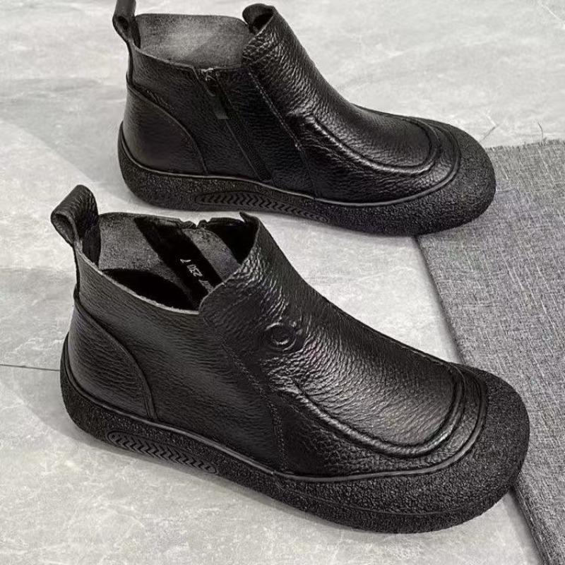 Spring and Autumn Leather Women's Single Shoes Leather Shoes Soft-soled Shoes Casual Women's Shoes Round Head Comfortable