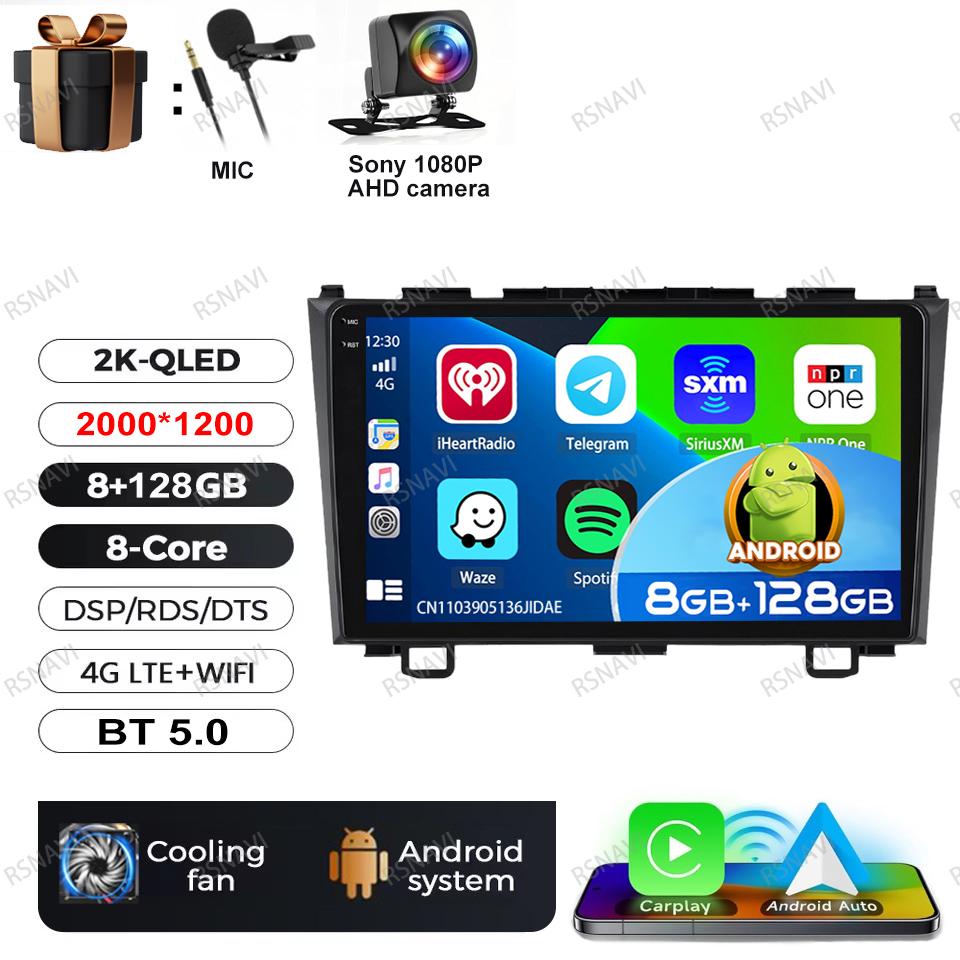 Android 16 Car Radio For Honda CR-V 3 RE CRV 2007-2011 Multimedia Video Player Audio Auto 5G WIFI GPS RDS Navigation Qualcomm BT