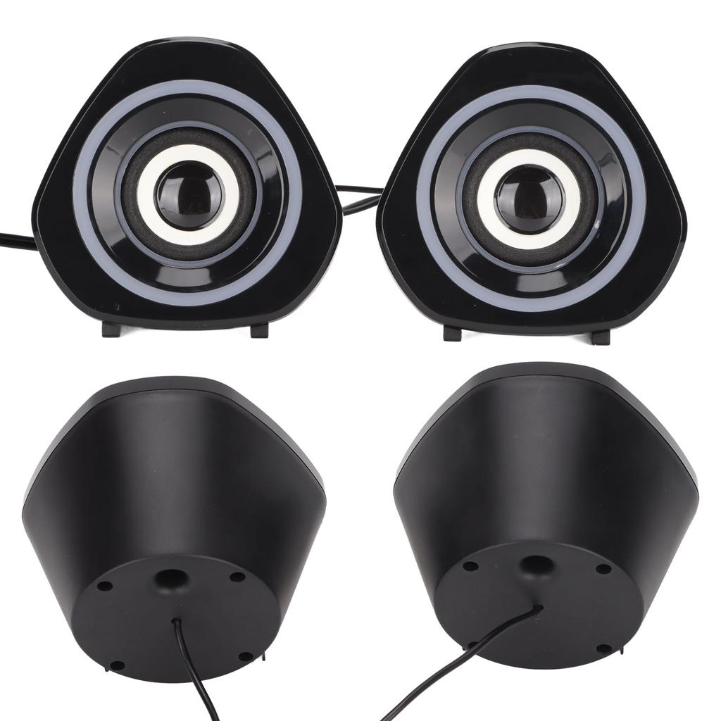 Desktop Speaker USB Powered Heavy Subwoofer Desktop Mini LED Speaker for PalyStation4 Computer LaptopBlack Blue Light