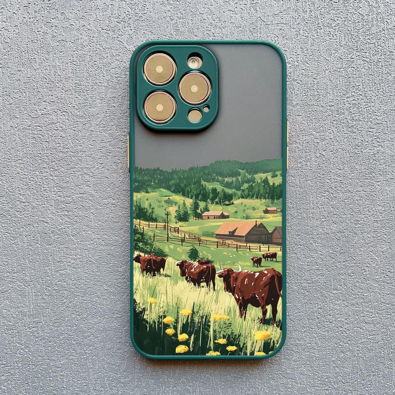 Rural Farm Scenery Pattern Phone Case For iPhone 17 16 15 14 Pro Max Plus 13 12 11 Pro Max Mini Cute Shockproof Back Cover Funda