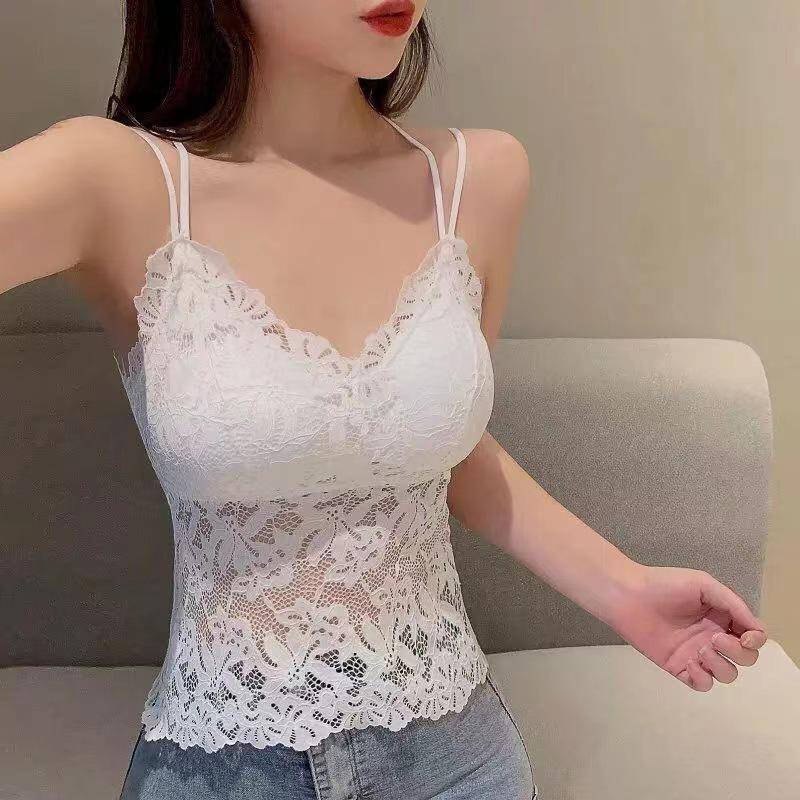 Women Lace Embroidery Bralettes Hollow-out Beauty Back Sexy Vest Lingerie Female Bra Padded Tube Tops Underwear