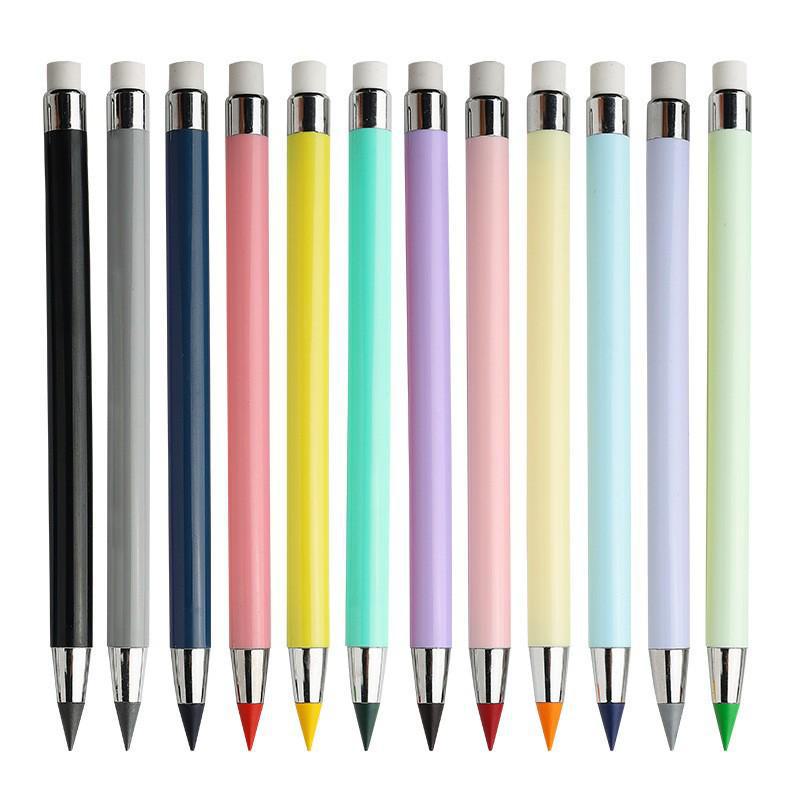 12-Color Erasable Eternal Pencils for Children - No Sharpening Needed, Ideal for Students and Drawing.