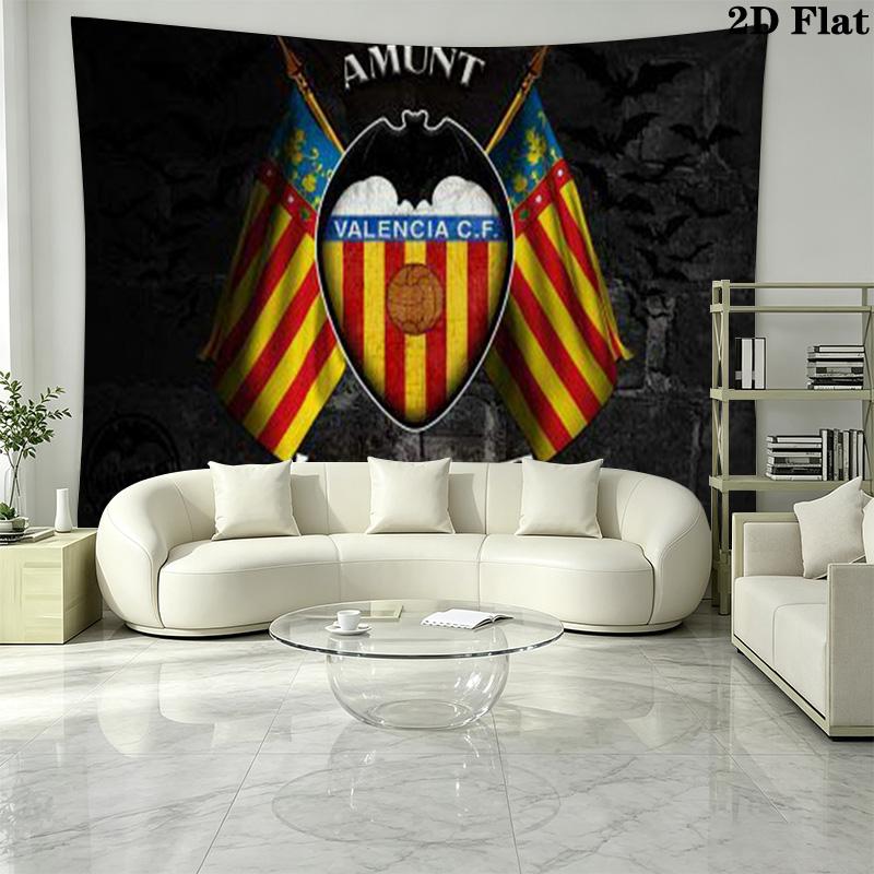 Valencia CF Logo Wall Tapestry Aesthetic Wall Hanging Printed Fabric Blanket Decorative Tapestries for Bedroom Living Room Home Decor