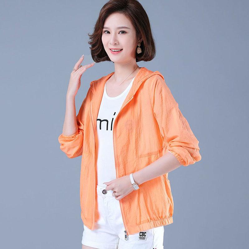 Hooded Thin Jacket Women's Sunscreen Clothing Long Sleeved Breathable Short Coat Daily Simple Casual Summer