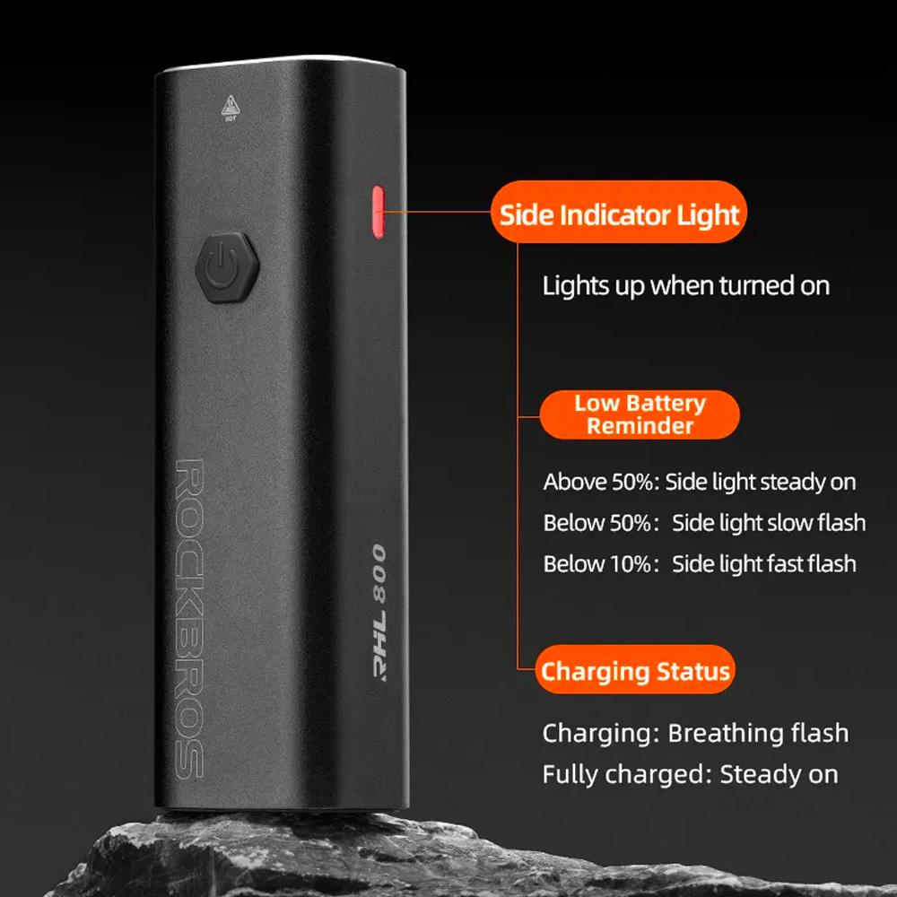 Front bike light 800lm USBC cable 4 operating modes