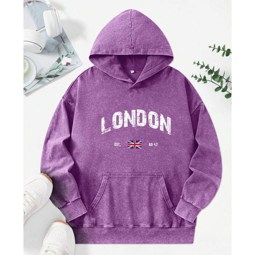 

Лондонский Ретро Арт Принт Письма Выстиранное Худи Женское Осеннее Трендовое Худи Винтажная Свободная Спортивная Одежда Уличный Стиль Хлопок 3XL