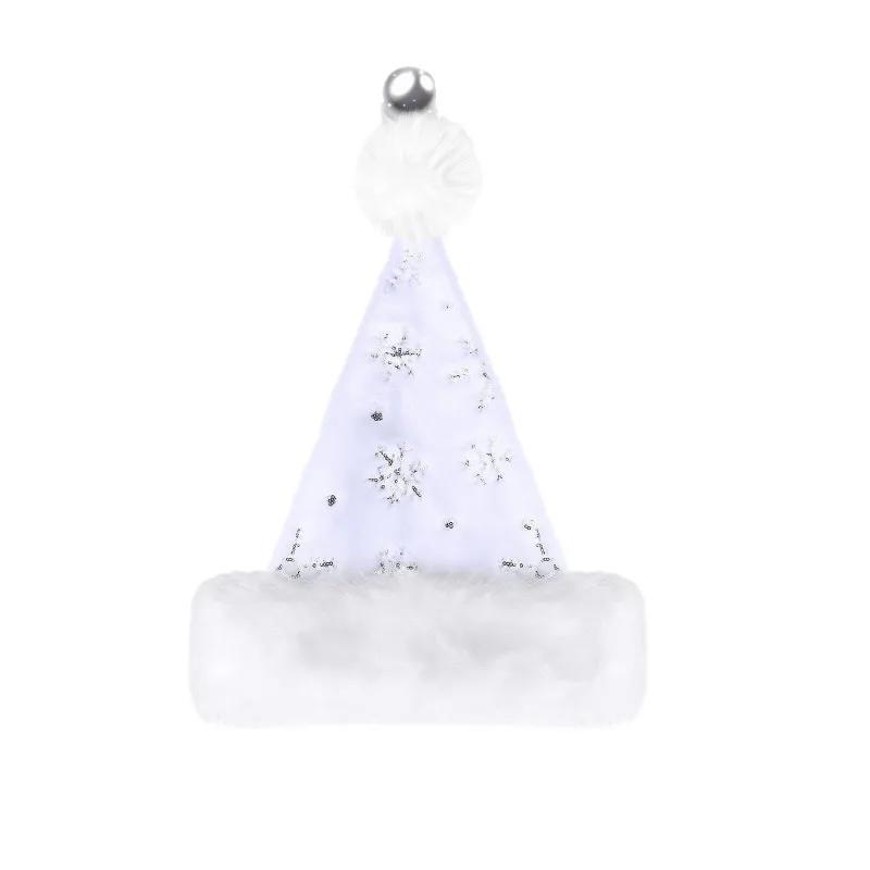 1pcs Christmas Hat Embroidered Snowflake Plush Terry Cloth Festive Decor Shanghai-Style Fur Glitter Cap  Atmosphere Hat