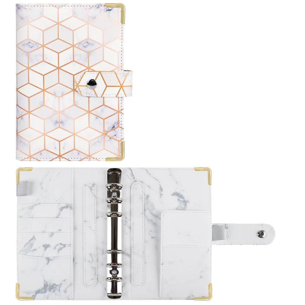 PU Ring Binder Budget Planner with Stickers - A6 Cash Envelope Notebook