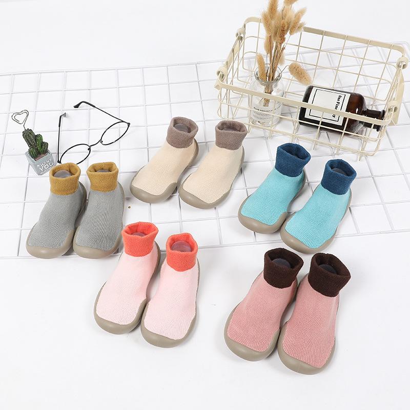 0 to 4 Years Winter Children Terry Socks Soft Bottom Non-slip Floor Girl Boy Newborn Child Warm Shoes Socks with Rubber Soles