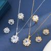 Elegant Cubic Zirconia Jewelry Set: Necklace, Earrings, and Ring Ensemble for Women.