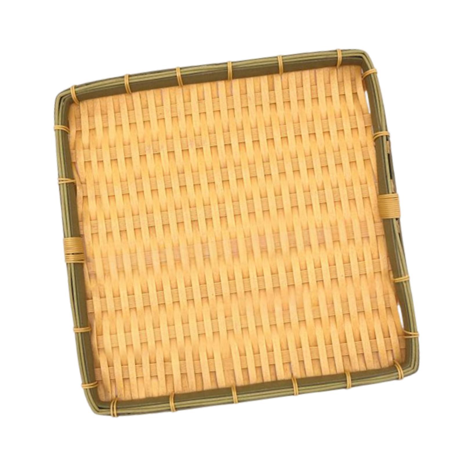 

Woven Fruit Basket Sushi Cake Tray Snack Organizer Food Storage Basket for Table 30cmx23cmx3cm
