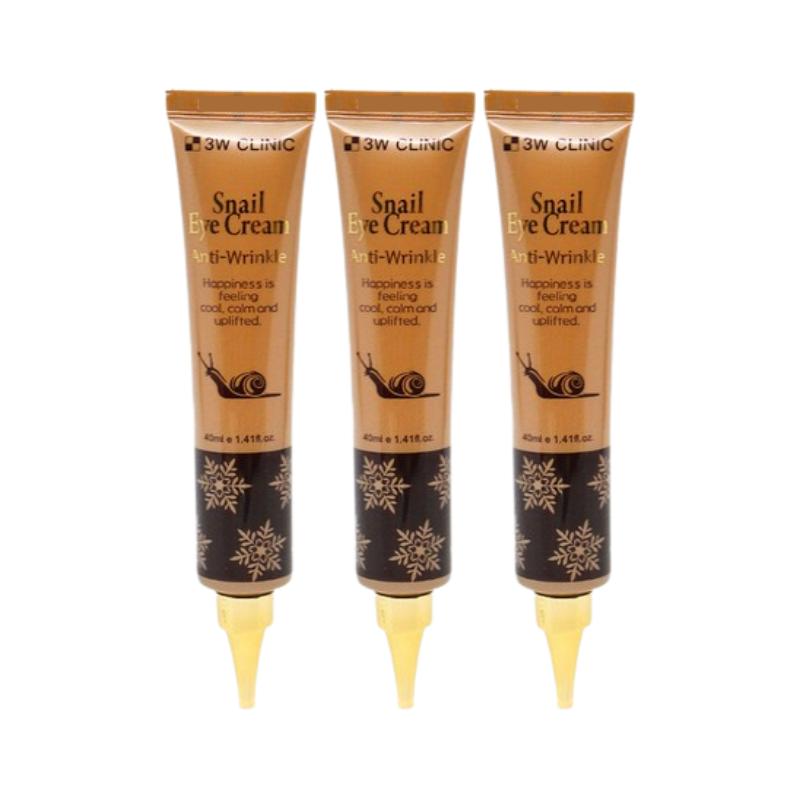 3W CLINIC Snail Eye Cream Anti-Wrinkle 40ml x 3pcs – Firming & Moisturizing Snail Repair Eye Treatment