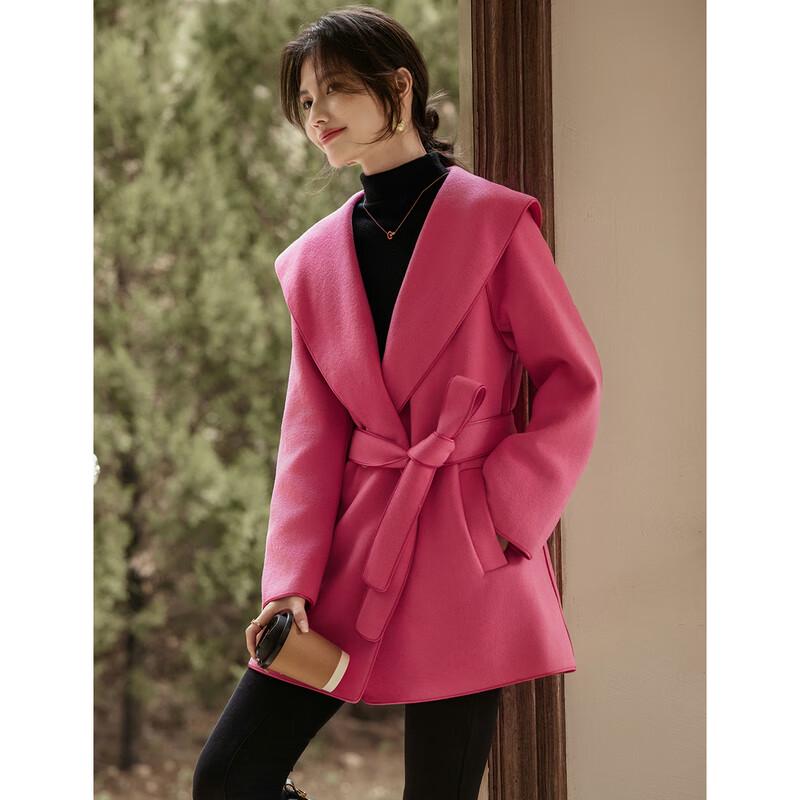

Women s Double-Faced Wool Blend Lapel Coat M