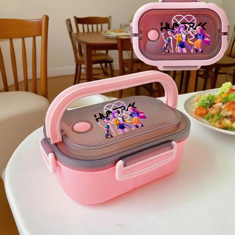 KPop Demon Hunters Portable Bento Lunch Boxs Girl Boy Compartment Fruit Food Boxs Microwave Lunch Box Picnic Fresh Box Gift