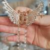 Chinese Butterfly Pearl Tassel Hair Clip with Rhinestones