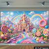 2D Plane Candy Castle Background Fabric - Double Rainbow Doughnut Theme - Wall Decoration - Multi-functional Celebration Items