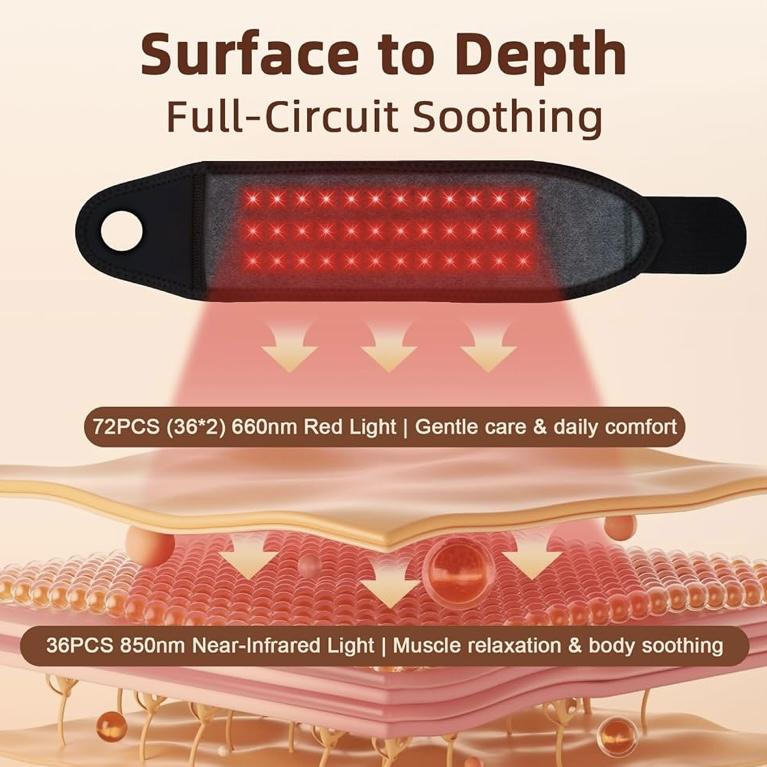 Cordless Rechargeable Red Light Heating Wrist Band, Smart Digital Temp Control Flexible Soft Heating Wrap Strap