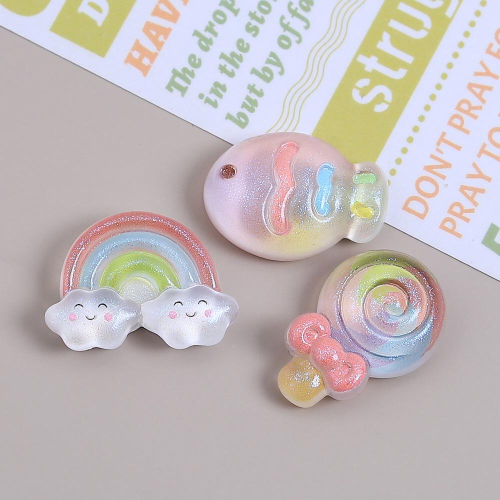 Z83 5PCS Resin Cartoon Sparkling Colorful Sunflowers Candy,Butterfly Ice Cream for Scrapbooking DIY Jewelry Making Accessories