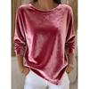 JPNTKY Women's Fashion Casual Solid Color Print Long Sleeve O-Neck Blouses & Shirts