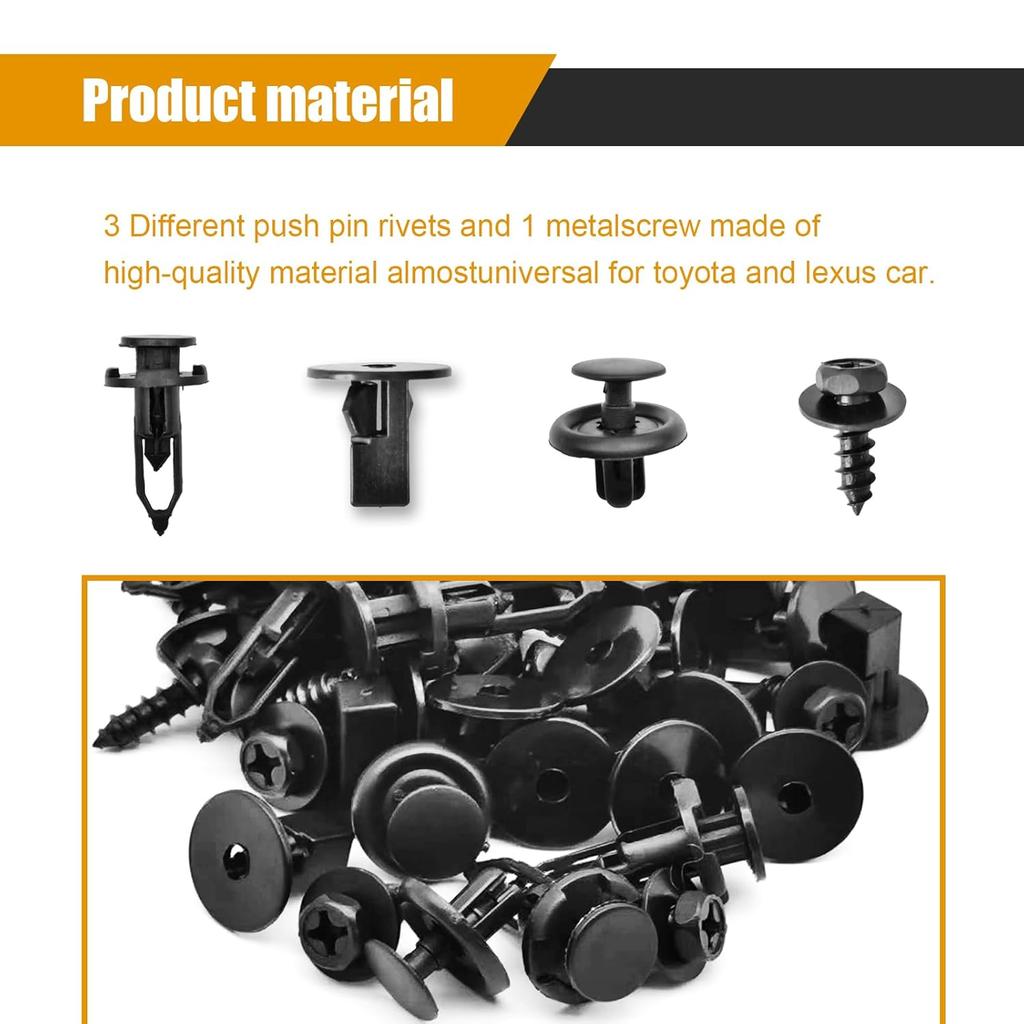 120Pcs 4-In-1 Bumper & Fender Liner Clip Kit - Bumper Screw Bolt/Body Bumper Rivet Fender Clips Compatible With Toyota Lexus, Replaces 90159-60498,