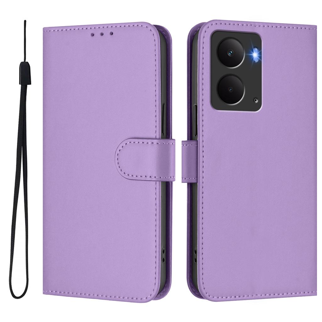 For Realme 14 5G/Realme Neo7x 5G/Realme P3 5G Case Solid Color Wallet Leather Phone Cover with Strap