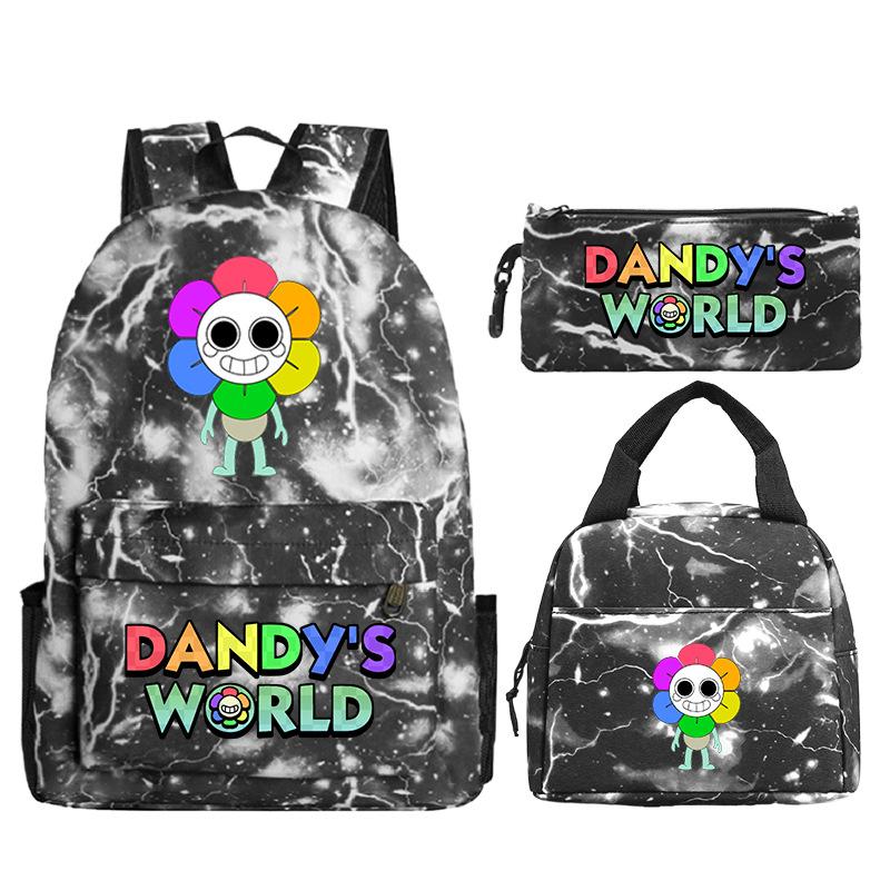 Dandy's World Game Merchandise Printed Primary and Secondary School Schoolbag Three-piece Set Foreign Trade Popular Children's Backpack