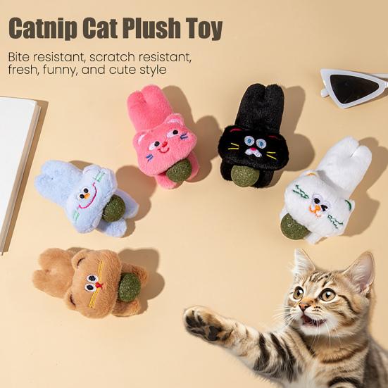 5Pcs Cat Catnip Ball Chew Toy Boredom Stress Relief Kitten Interactive Plush Doll Toy Indoor Pet Teething Cleaning Toy Pet Supplies