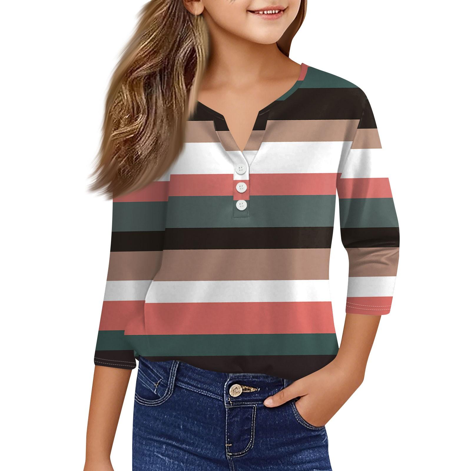 

Повседневные модные топы для девочек с принтом, футболка с семью рукавами и пуговицами 160 арбуз красный