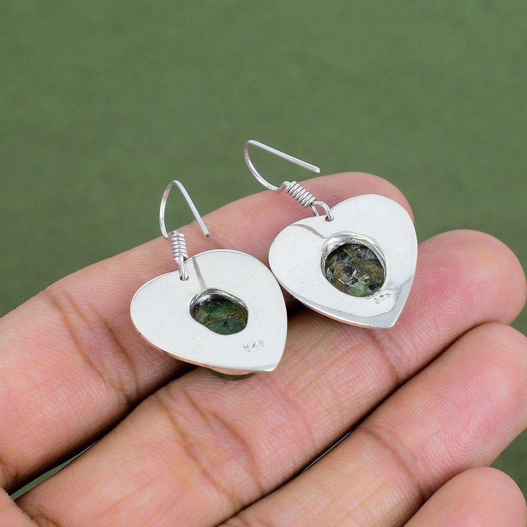 Copper Ruby Zoisite Earring 925 Sterling Silver Earring Handmade Jewelry Latest Design Earrings Top Quality Gemstone Earrings Wedding Gifts