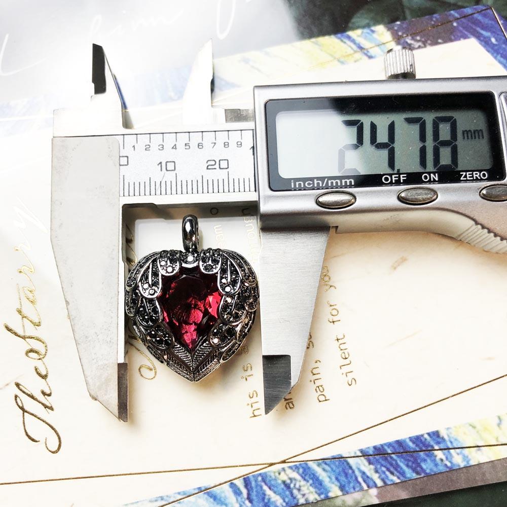 Pendant Wings Red Heart, New 925 Silver Jewelry Europe Romantic Crystal Gift For Woman
