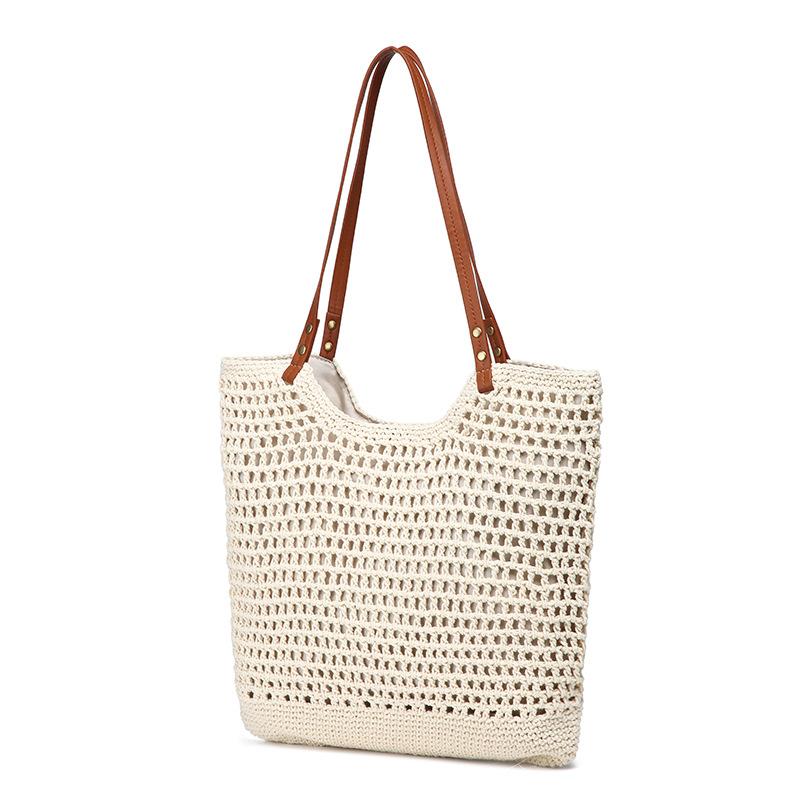 Summer Exquisite Bucket Bag Women'S Large-Capacity Summer Casual Versatile Woven Oblique Shoulder Handbag